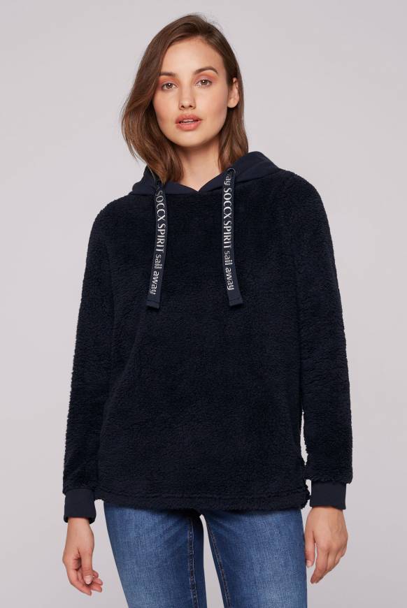 Soccx Hoodie aus Teddyplüsch mit Sweatkapuze blue navy