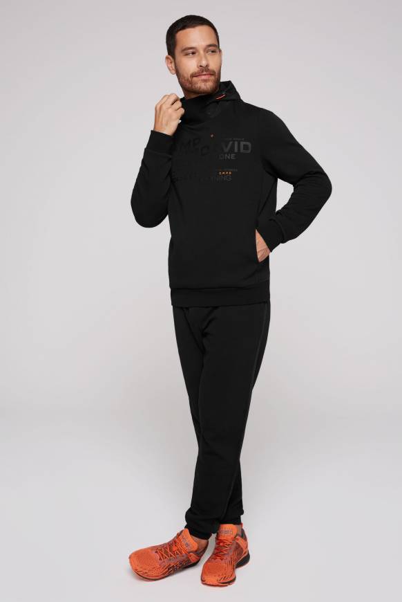 Soccx Hoodie Im Materialmix Mit Artwork Und Rückentasche Black