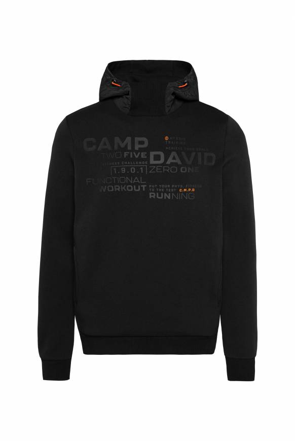 Soccx Hoodie Im Materialmix Mit Artwork Und Rückentasche Black