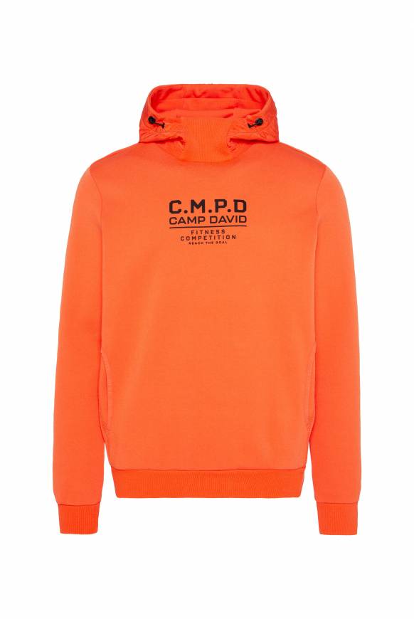 Soccx Hoodie Im Materialmix Mit Artwork Und Rückentasche Signal Orange