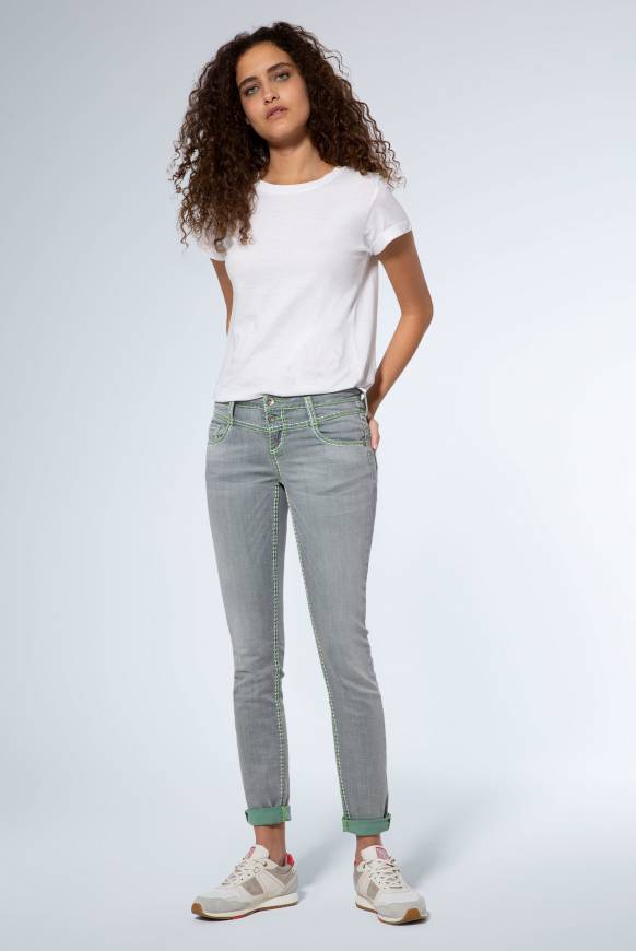 Soccx Jeans KA:RA Mit Breiten Kontrastnähten Und Stretch Light Grey Used 26 32