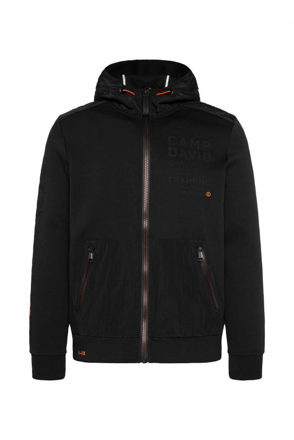 Soccx Kapuzensweatjacke Im Materialmix Mit Rubber Prints Black