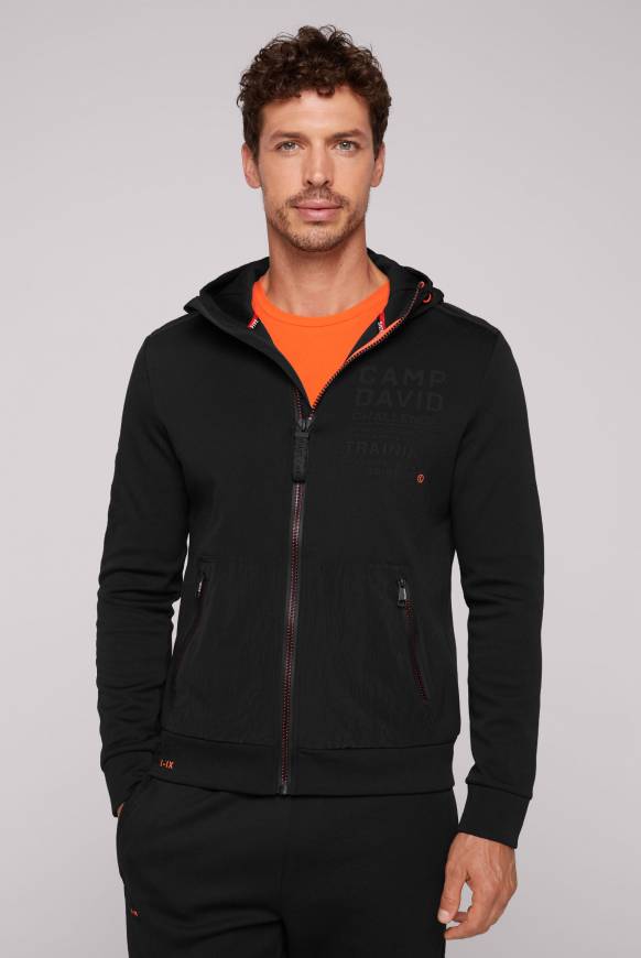 Soccx Kapuzensweatjacke im Materialmix mit Rubber Prints black