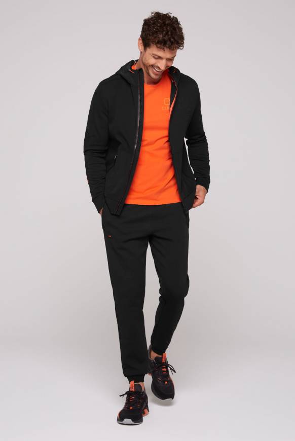 Soccx Kapuzensweatjacke Im Materialmix Mit Rubber Prints Black