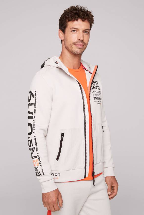 Soccx Kapuzensweatjacke im Materialmix mit Rubber Prints shell