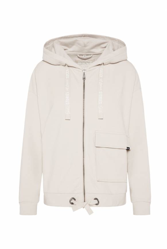 Soccx Kapuzensweatjacke Mit Einer Klappentasche Stone Beige