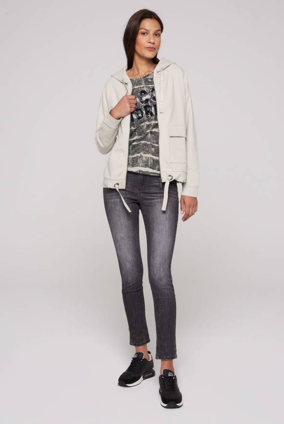 Soccx Kapuzensweatjacke Mit Einer Klappentasche Stone Beige