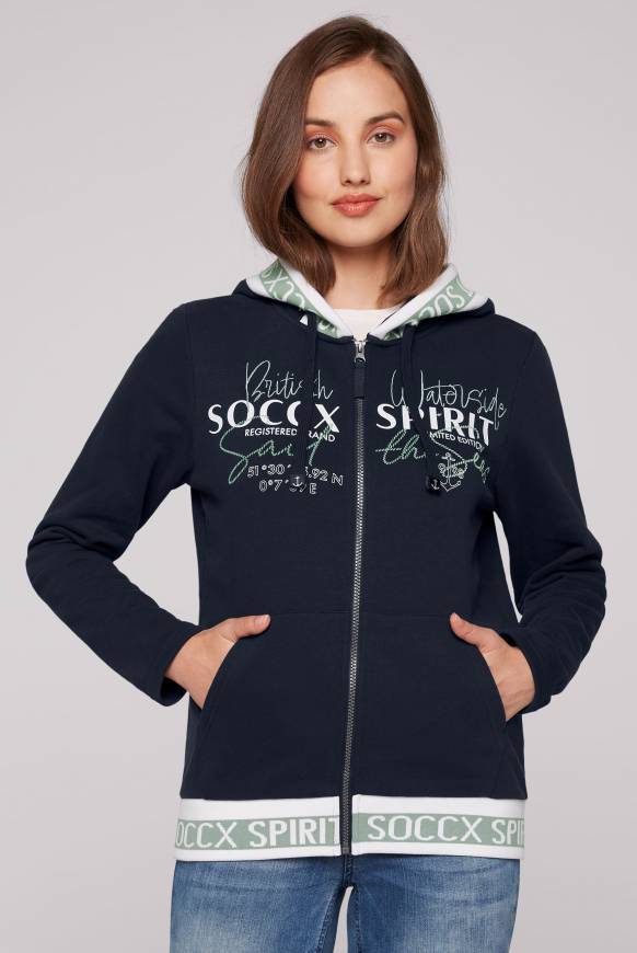 Soccx Kapuzensweatjacke mit Intarsia-Logo-Details blue navy