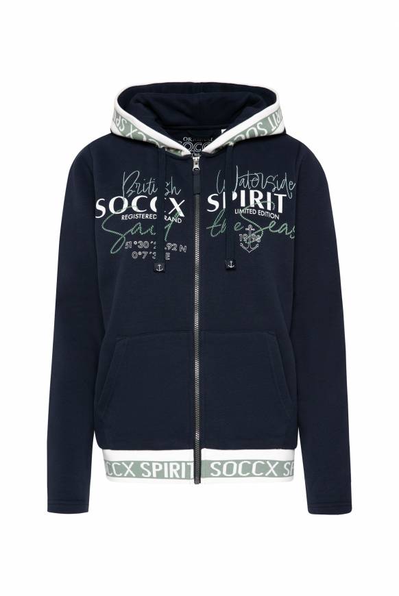 Soccx Kapuzensweatjacke Mit Intarsia-Logo-Details Blue Navy