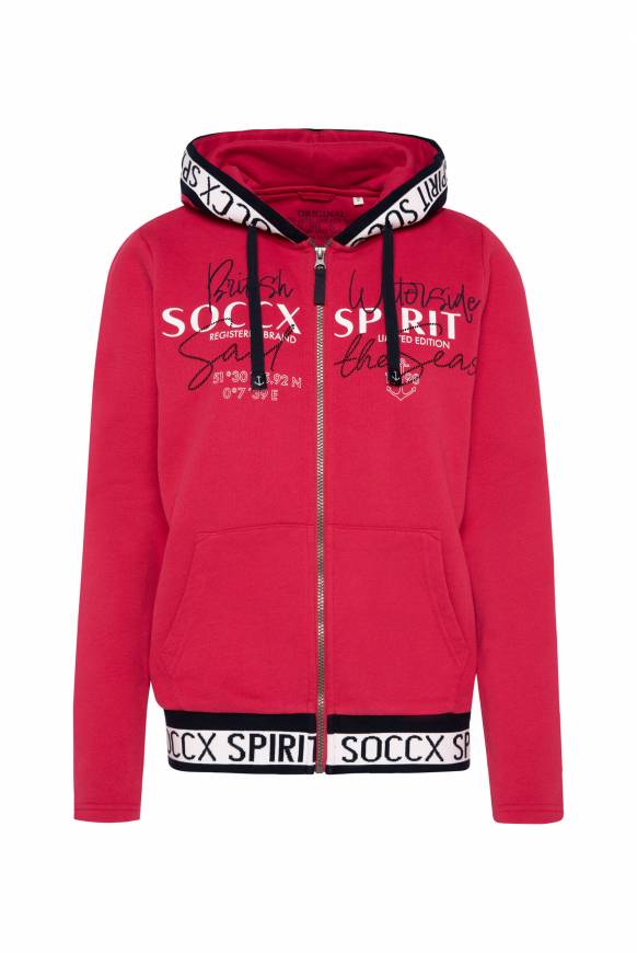 Soccx Kapuzensweatjacke Mit Intarsia-Logo-Details Clear Red