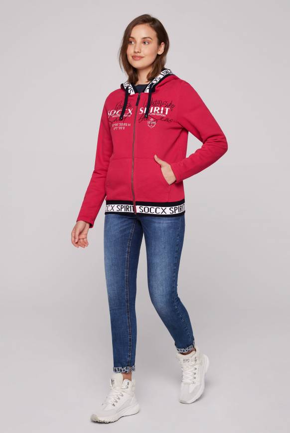 Soccx Kapuzensweatjacke Mit Intarsia-Logo-Details Clear Red