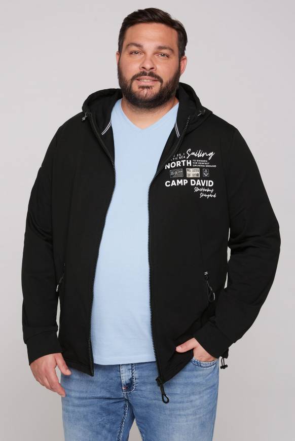 Soccx Kapuzensweatjacke mit Label-Applikationen black