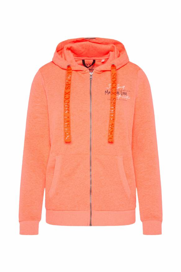 Soccx Kapuzensweatjacke Mit Rückenprint Neon Orange