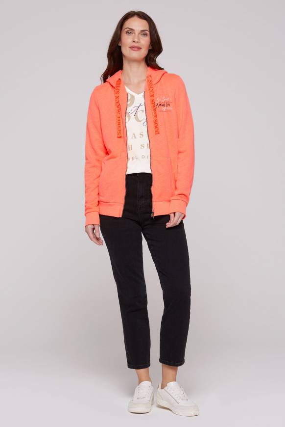 Soccx Kapuzensweatjacke Mit Rückenprint Neon Orange