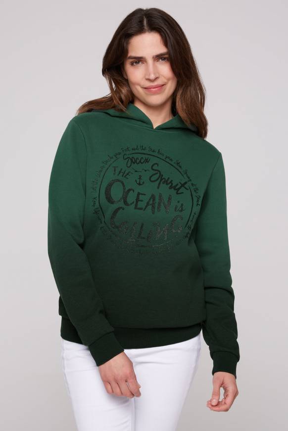 Soccx Kapuzensweatshirt Dip Dye mit Print dark green