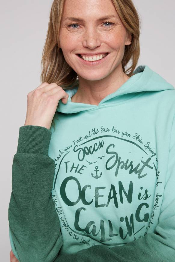 Soccx Kapuzensweatshirt Dip Dye Mit Print Flash Aqua