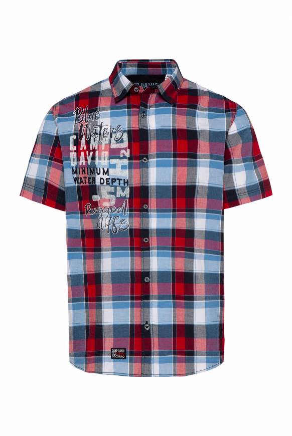 Soccx Karohemd Mit Print Und Stickereien Royal Red Check