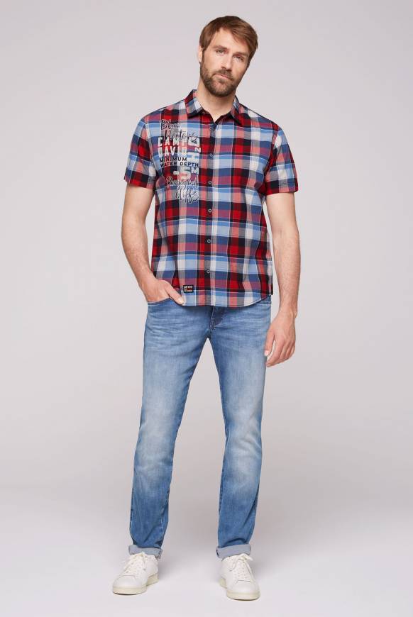 Soccx Karohemd Mit Print Und Stickereien Royal Red Check