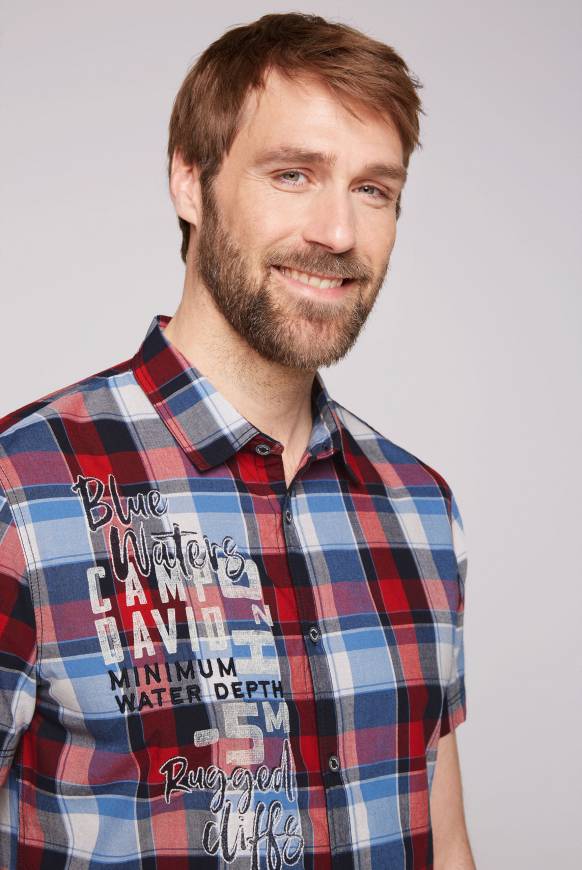 Soccx Karohemd Mit Print Und Stickereien Royal Red Check