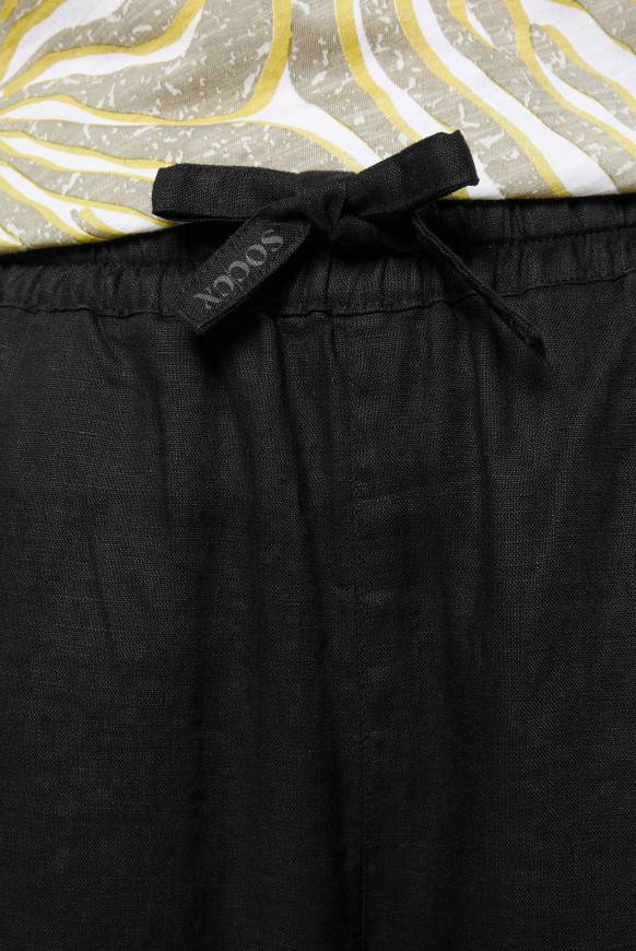 Soccx Klassische Leinenhose Mit Elastikbund Black XXXL
