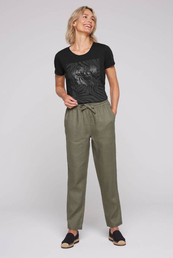 Soccx Klassische Leinenhose Mit Elastikbund Desert Olive XXXL