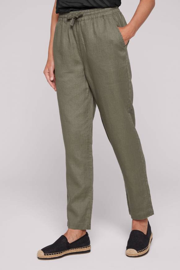 Soccx Klassische Leinenhose mit Elastikbund desert olive XXXL