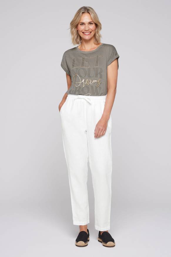 Soccx Klassische Leinenhose Mit Elastikbund Opticwhite