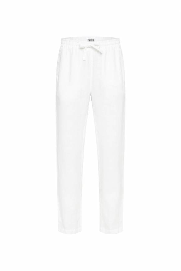 Soccx Klassische Leinenhose Mit Elastikbund Opticwhite