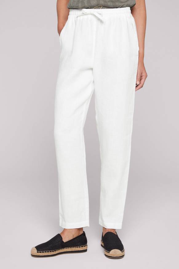 Soccx Klassische Leinenhose mit Elastikbund opticwhite