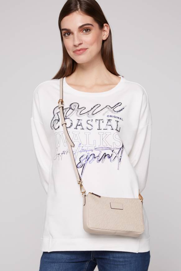 Soccx Kleine Umhängetasche mit Logo-Prägungen light beige