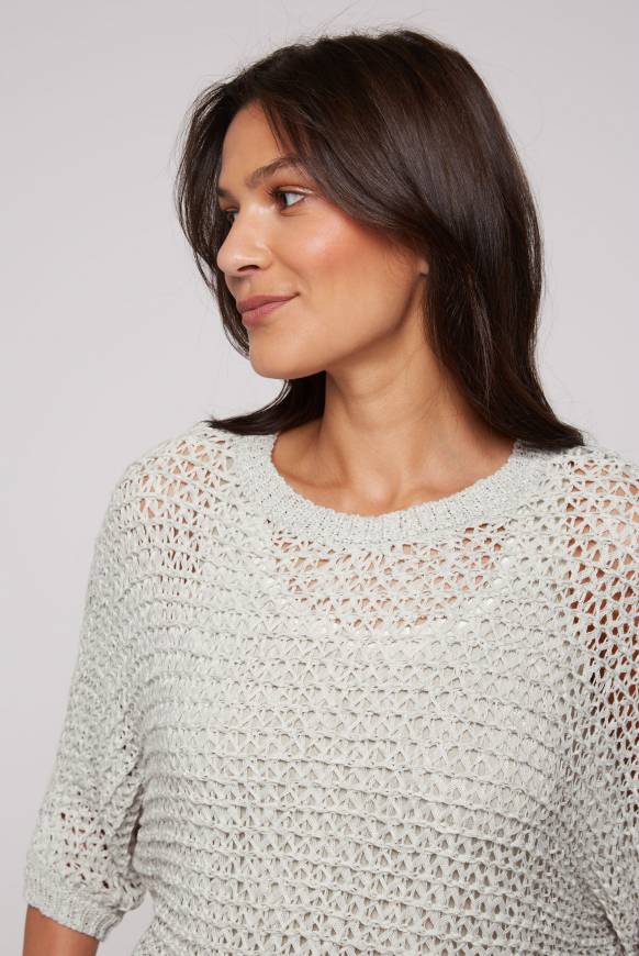 Soccx Kurzarm-Pullover Aus Strukturgarn Stone Beige