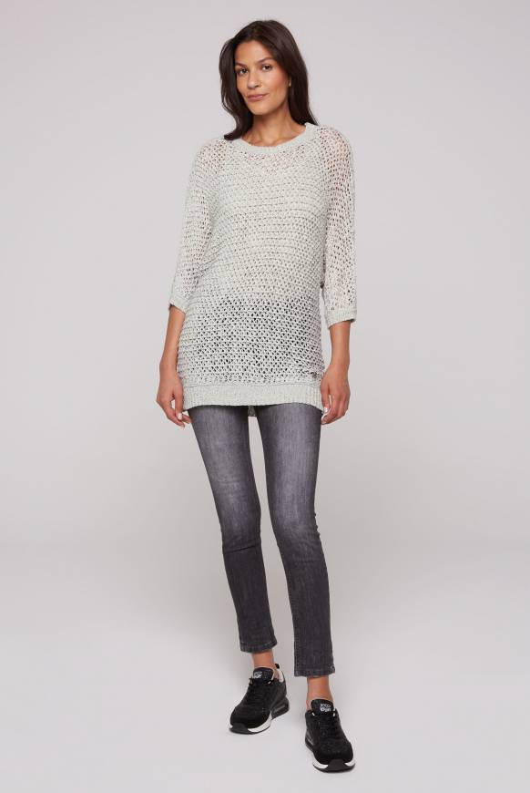 Soccx Kurzarm-Pullover Aus Strukturgarn Stone Beige