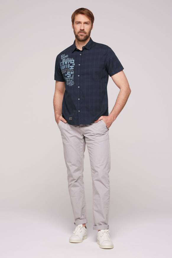 Soccx Kurzarmhemd Mit Artwork Und Webstruktur Deep Sea