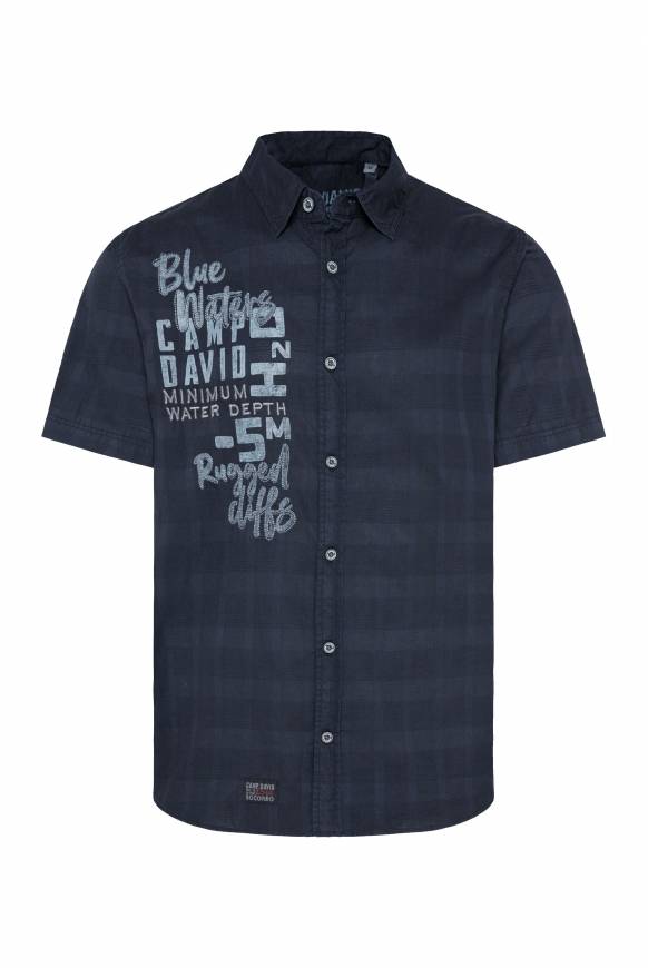 Soccx Kurzarmhemd Mit Artwork Und Webstruktur Deep Sea