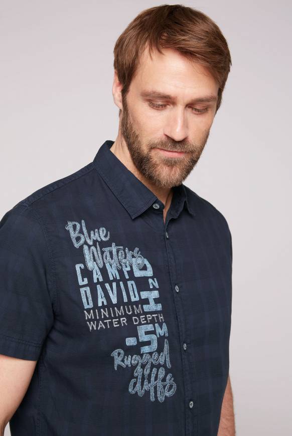 Soccx Kurzarmhemd Mit Artwork Und Webstruktur Deep Sea