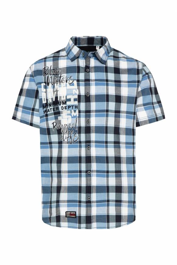 Soccx Kurzarmhemd Mit Artwork Und Webstruktur Deep Sea Check