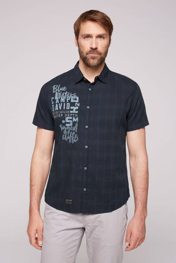 Soccx Kurzarmhemd mit Artwork und Webstruktur deep sea