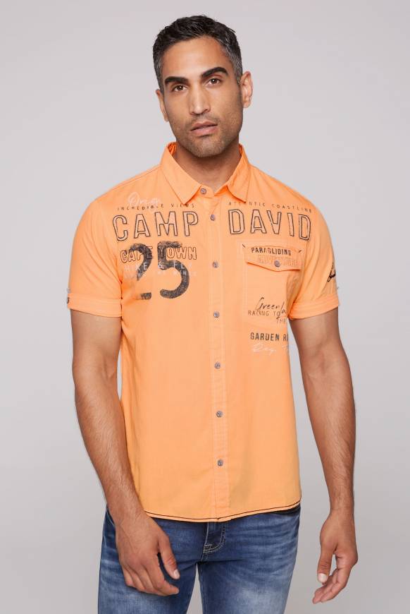 Soccx Kurzarmhemd mit Logo-Applikationen sunrise orange