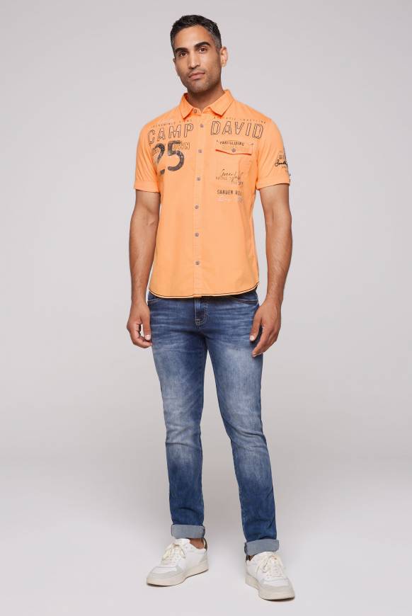 Soccx Kurzarmhemd Mit Logo-Applikationen Sunrise Orange