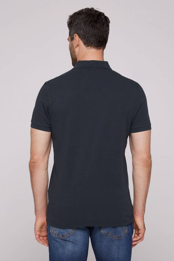 Soccx Kurzarmpolo Aus Pikee Mit Label Print Classic Navy