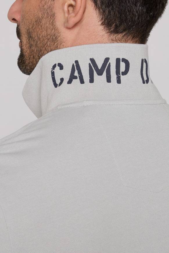 Soccx Kurzarmpolo Aus Pikee Mit Label Print Cozy Blue