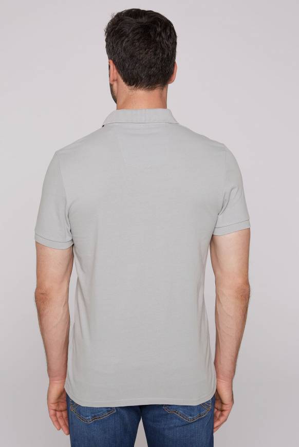 Soccx Kurzarmpolo Aus Pikee Mit Label Print Cozy Blue