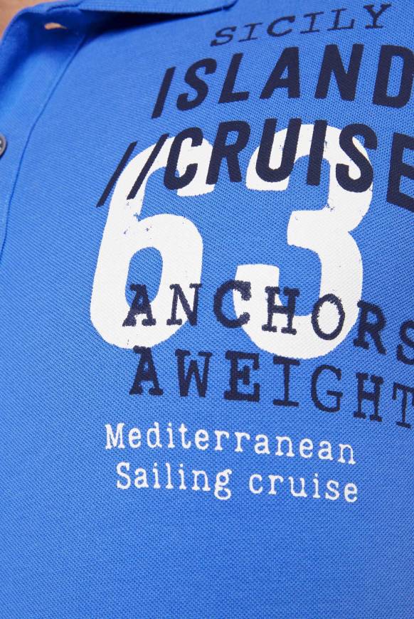 Soccx Kurzarmpolo Aus Pikee Mit Label Print Deep Sky