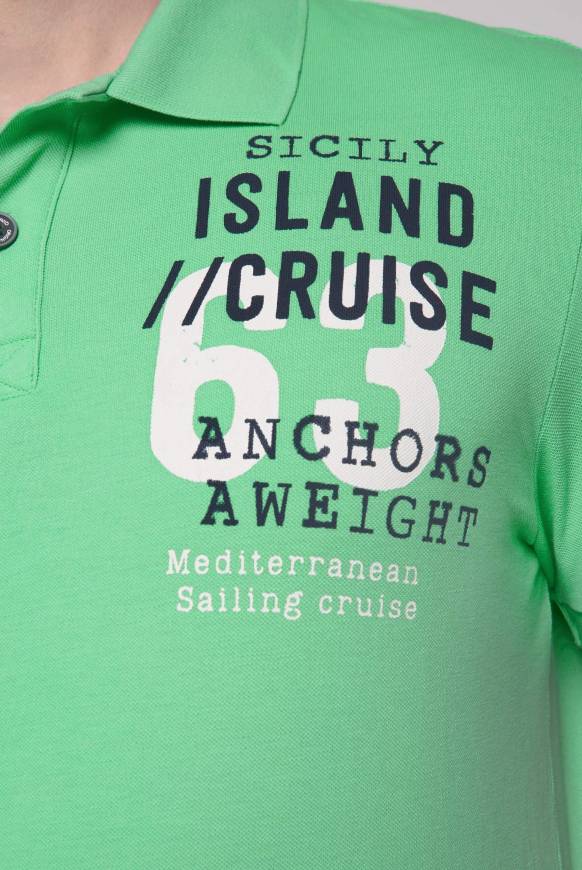 Soccx Kurzarmpolo Aus Pikee Mit Label Print Regatta Green