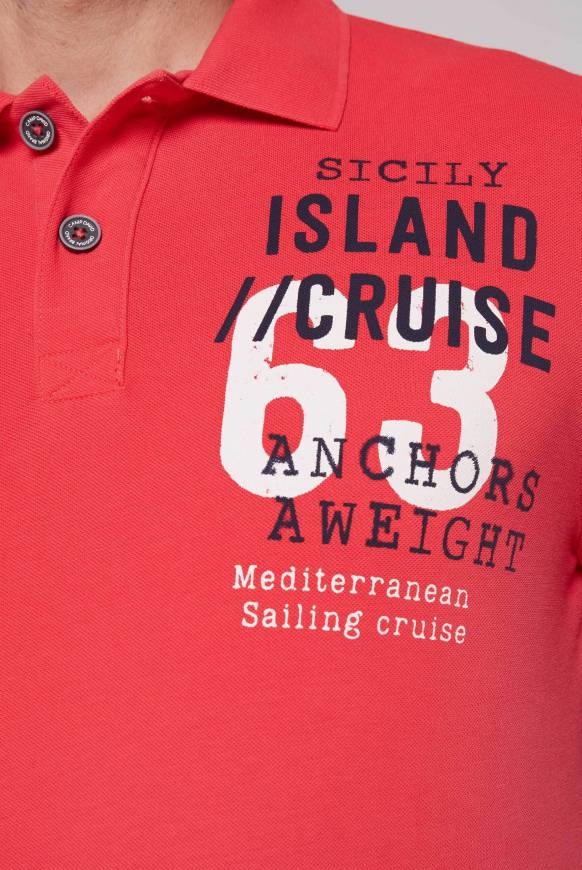 Soccx Kurzarmpolo Aus Pikee Mit Label Print Skipper Red