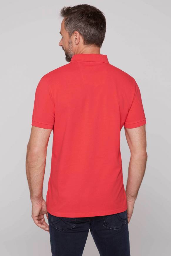 Soccx Kurzarmpolo Aus Pikee Mit Label Print Skipper Red