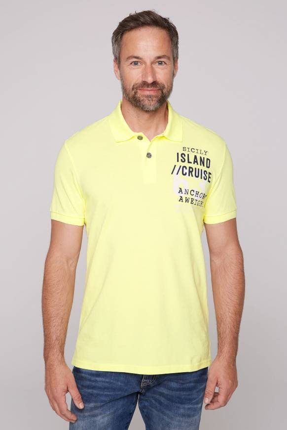 Soccx Kurzarmpolo aus Pikee mit Label Print sunlight