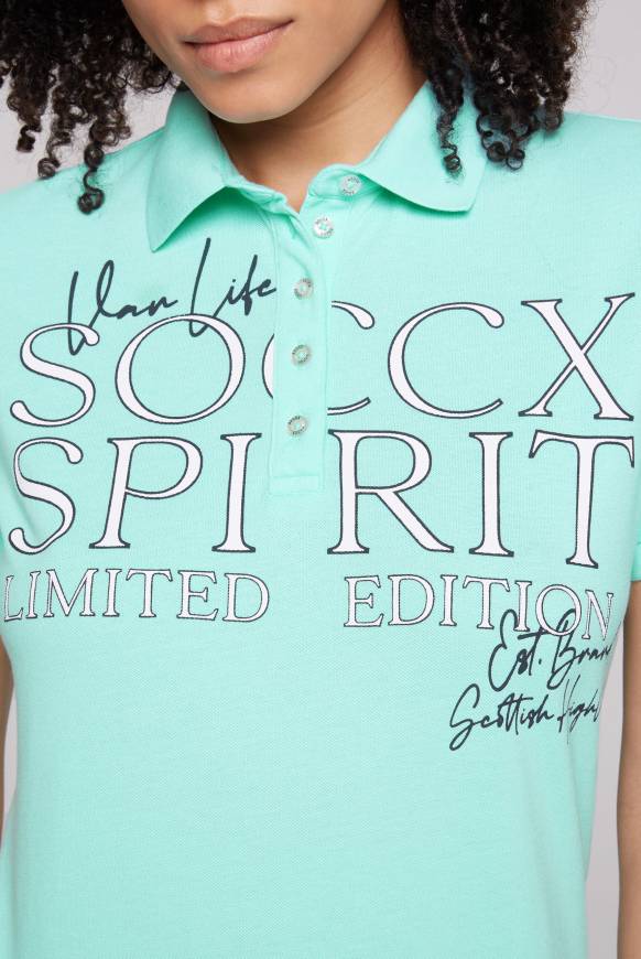 Soccx Kurzarmpolo Aus Pikee Mit Logo Print Aqua Green