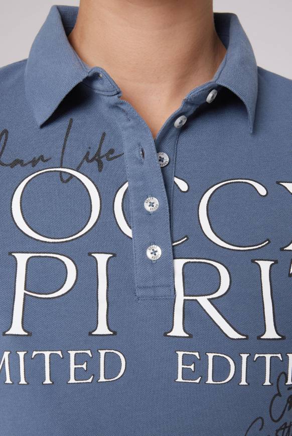 Soccx Kurzarmpolo Aus Pikee Mit Logo Print Blue Haze