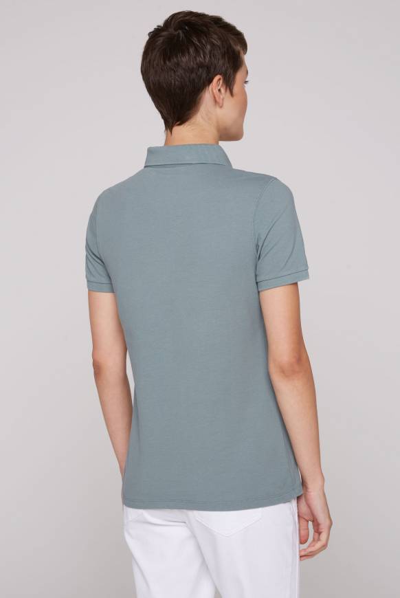 Soccx Kurzarmpolo Aus Pikee Mit Logo Print Grey Green